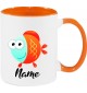 Kindertasse Tasse, Fisch Fish mit Wunschnamen Tiere Tier Natur, Tasse Kaffee Tee, orange