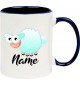 Kindertasse Tasse, Schaf Schäfchen Sheep mit Wunschnamen Tiere Tier Natur, Tasse Kaffee Tee, blau