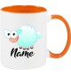 Kindertasse Tasse, Schaf Schäfchen Sheep mit Wunschnamen Tiere Tier Natur, Tasse Kaffee Tee, orange