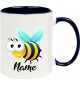 Kindertasse Tasse, Biene Wespe Bee mit Wunschnamen Tiere Tier Natur, Tasse Kaffee Tee, blau