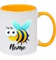 Kindertasse Tasse, Biene Wespe Bee mit Wunschnamen Tiere Tier Natur, Tasse Kaffee Tee, gelb