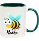 Kindertasse Tasse, Biene Wespe Bee mit Wunschnamen Tiere Tier Natur, Tasse Kaffee Tee, gruen