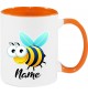 Kindertasse Tasse, Biene Wespe Bee mit Wunschnamen Tiere Tier Natur, Tasse Kaffee Tee, orange