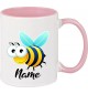 Kindertasse Tasse, Biene Wespe Bee mit Wunschnamen Tiere Tier Natur, Tasse Kaffee Tee, rosa