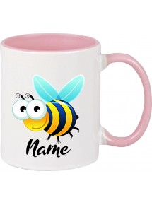 Kindertasse Tasse, Biene Wespe Bee mit Wunschnamen Tiere Tier Natur, Tasse Kaffee Tee, rosa