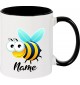 Kindertasse Tasse, Biene Wespe Bee mit Wunschnamen Tiere Tier Natur, Tasse Kaffee Tee, schwarz