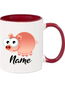 Kindertasse Tasse, Schwein Ferkel Pig mit Wunschnamen Tiere Tier Natur, Tasse Kaffee Tee