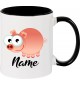 Kindertasse Tasse, Schwein Ferkel Pig mit Wunschnamen Tiere Tier Natur, Tasse Kaffee Tee, schwarz