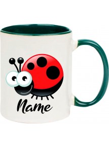 Kindertasse Tasse, Marienkäfer Siebenpunktkäfer Glückskäfer mit Wunschnamen Tiere Tier Natur, Tasse Kaffee Tee
