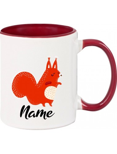 Kindertasse Tasse, Fuchs Fox mit Wunschnamen Tiere Tier Natur, Tasse Kaffee Tee, burgundy