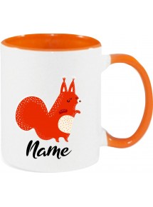 Kindertasse Tasse, Fuchs Fox mit Wunschnamen Tiere Tier Natur, Tasse Kaffee Tee, orange