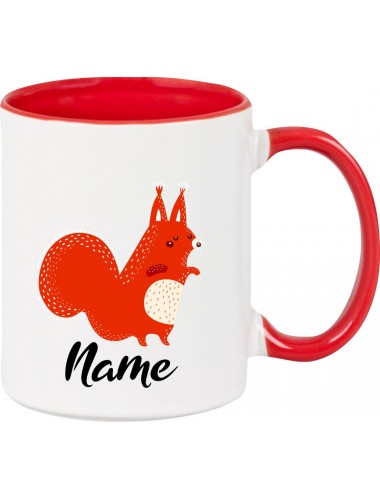 Kindertasse Tasse, Fuchs Fox mit Wunschnamen Tiere Tier Natur, Tasse Kaffee Tee, rot