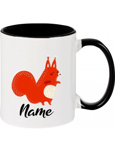 Kindertasse Tasse, Fuchs Fox mit Wunschnamen Tiere Tier Natur, Tasse Kaffee Tee, schwarz