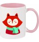 Kindertasse Tasse, Fuchs Fox Weihnachten Christmas Winter Schnee Tiere Tier Natur, Tasse Kaffee Tee, rosa