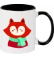 Kindertasse Tasse, Fuchs Fox Weihnachten Christmas Winter Schnee Tiere Tier Natur, Tasse Kaffee Tee, schwarz