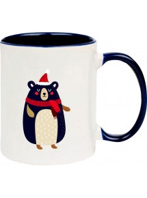 Kindertasse Tasse, Bär Bear Weihnachten Christmas Winter Schnee Tiere Tier Natur, Tasse Kaffee Tee, blau