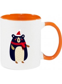 Kindertasse Tasse, Bär Bear Weihnachten Christmas Winter Schnee Tiere Tier Natur, Tasse Kaffee Tee, orange