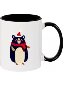 Kindertasse Tasse, Bär Bear Weihnachten Christmas Winter Schnee Tiere Tier Natur, Tasse Kaffee Tee, schwarz