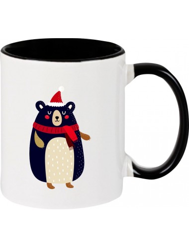 Kindertasse Tasse, Bär Bear Weihnachten Christmas Winter Schnee Tiere Tier Natur, Tasse Kaffee Tee, schwarz