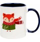 Kindertasse Tasse, Fuchs Fox Weihnachten Christmas Winter Schnee Tiere Tier Natur, Tasse Kaffee Tee, blau