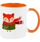 Kindertasse Tasse, Fuchs Fox Weihnachten Christmas Winter Schnee Tiere Tier Natur, Tasse Kaffee Tee, orange