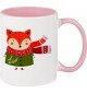 Kindertasse Tasse, Fuchs Fox Weihnachten Christmas Winter Schnee Tiere Tier Natur, Tasse Kaffee Tee, rosa