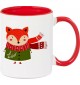 Kindertasse Tasse, Fuchs Fox Weihnachten Christmas Winter Schnee Tiere Tier Natur, Tasse Kaffee Tee, rot