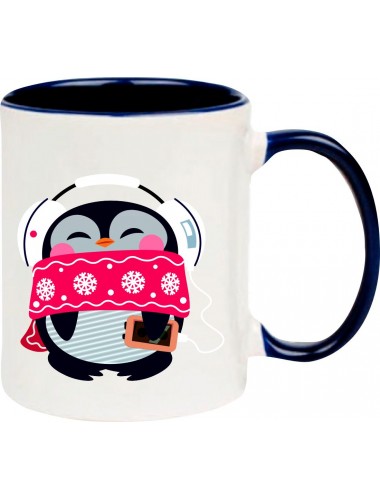 Kindertasse Tasse, Pinguin Penguin Weihnachten Christmas Winter Schnee Tiere Tier Natur, Tasse Kaffee Tee, blau