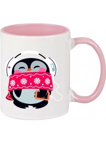 Kindertasse Tasse, Pinguin Penguin Weihnachten Christmas Winter Schnee Tiere Tier Natur, Tasse Kaffee Tee, rosa