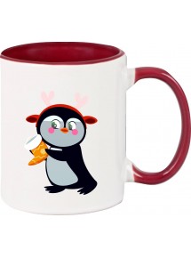 Kindertasse Tasse, Pinguin Penguin Weihnachten Christmas Winter Schnee Tiere Tier Natur, Tasse Kaffee Tee, burgundy