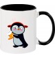 Kindertasse Tasse, Pinguin Penguin Weihnachten Christmas Winter Schnee Tiere Tier Natur, Tasse Kaffee Tee, schwarz