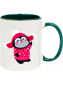 Kindertasse Tasse, Pinguin Penguin Weihnachten Christmas Winter Schnee Tiere Tier Natur, Tasse Kaffee Tee, gruen
