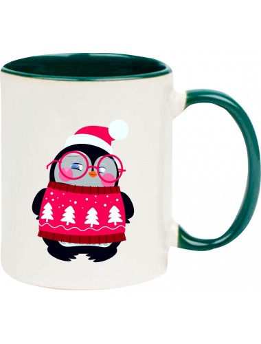 Kindertasse Tasse, Pinguin Penguin Weihnachten Christmas Winter Schnee Tiere Tier Natur, Tasse Kaffee Tee, gruen