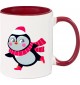 Kindertasse Tasse, Pinguin Penguin Weihnachten Christmas Winter Schnee Tiere Tier Natur, Tasse Kaffee Tee, burgundy