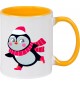 Kindertasse Tasse, Pinguin Penguin Weihnachten Christmas Winter Schnee Tiere Tier Natur, Tasse Kaffee Tee, gelb