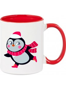 Kindertasse Tasse, Pinguin Penguin Weihnachten Christmas Winter Schnee Tiere Tier Natur, Tasse Kaffee Tee, rot