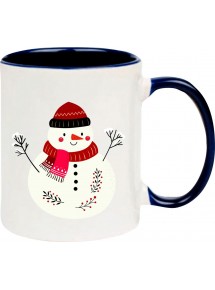 Kindertasse Tasse, Schneemann Snowman Weihnachten Christmas Winter Schnee Tiere Tier Natur, Tasse Kaffee Tee, blau
