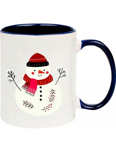 Kindertasse Tasse, Schneemann Snowman Weihnachten Christmas Winter Schnee Tiere Tier Natur, Tasse Kaffee Tee, blau