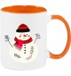 Kindertasse Tasse, Schneemann Snowman Weihnachten Christmas Winter Schnee Tiere Tier Natur, Tasse Kaffee Tee, orange