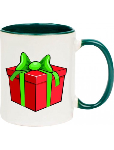 Kindertasse Tasse, Geschenk Präsent Mitbringsel Weihnachten Christmas Winter Schnee Tiere Tier Natur, Tasse Kaffee Tee, gruen