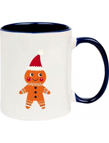 Kindertasse Tasse, Lebkuchen Lebkuchenfigur Plätzchen Weihnachten Winter Schnee Tiere Tier Natur, Tasse Kaffee Tee, blau