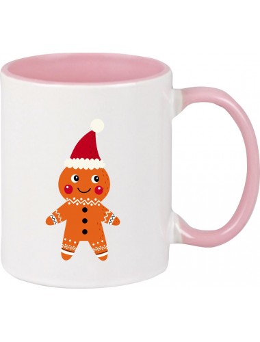 Kindertasse Tasse, Lebkuchen Lebkuchenfigur Plätzchen Weihnachten Winter Schnee Tiere Tier Natur, Tasse Kaffee Tee, rosa