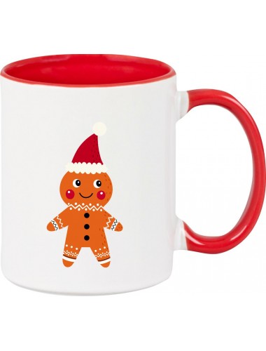 Kindertasse Tasse, Lebkuchen Lebkuchenfigur Plätzchen Weihnachten Winter Schnee Tiere Tier Natur, Tasse Kaffee Tee, rot