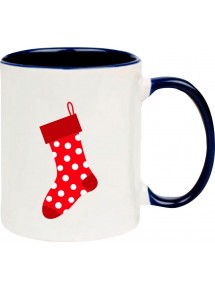 Kindertasse Tasse, Weihnachtssocke Christmas Sock Weihnachten Christmas Winter Schnee Tiere Tier Natur, Tasse Kaffee Tee, blau