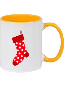 Kindertasse Tasse, Weihnachtssocke Christmas Sock Weihnachten Christmas Winter Schnee Tiere Tier Natur, Tasse Kaffee Tee, gelb