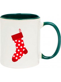 Kindertasse Tasse, Weihnachtssocke Christmas Sock Weihnachten Christmas Winter Schnee Tiere Tier Natur, Tasse Kaffee Tee, gruen