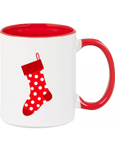 Kindertasse Tasse, Weihnachtssocke Christmas Sock Weihnachten Christmas Winter Schnee Tiere Tier Natur, Tasse Kaffee Tee, rot
