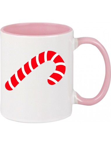 Kindertasse Tasse, Zuckerstange Candy Cane Weihnachten Christmas Winter Schnee Tiere Tier Natur, Tasse Kaffee Tee, rosa