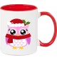 Kindertasse Tasse, Eule Owl Weihnachten Christmas Winter Schnee Tiere Tier Natur, Tasse Kaffee Tee, rot