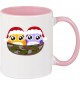 Kindertasse Tasse, Eule Owl Weihnachten Christmas Winter Schnee Tiere Tier Natur, Tasse Kaffee Tee, rosa